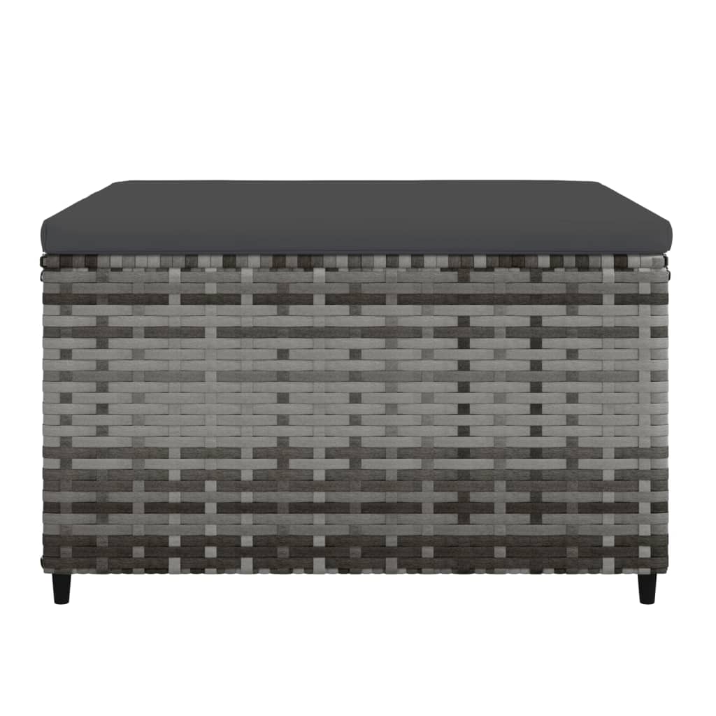 Patio Footrests with Cushions 2 pcs Gray Poly Rattan