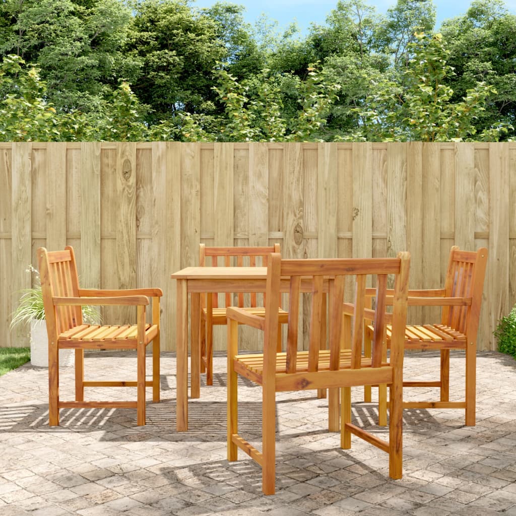 5 Piece Patio Dining Set Solid Wood Acacia