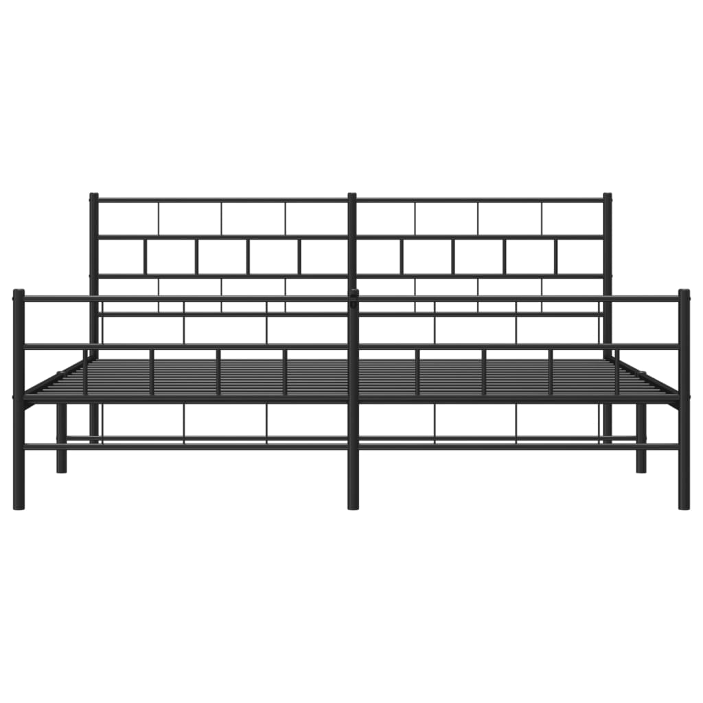 Metal Bed Frame without Mattress with Footboard Black 72"x83.9"