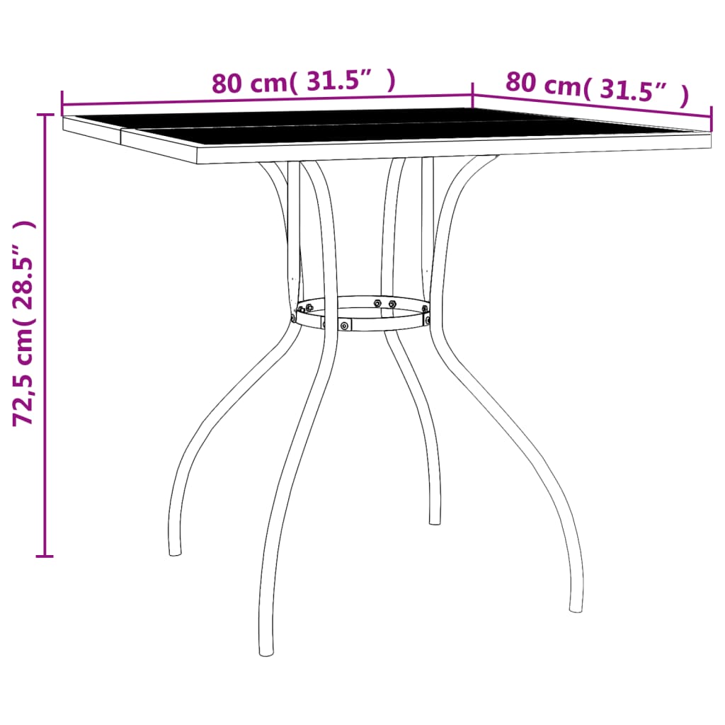 3 Piece Patio Dining Set Anthracite Steel