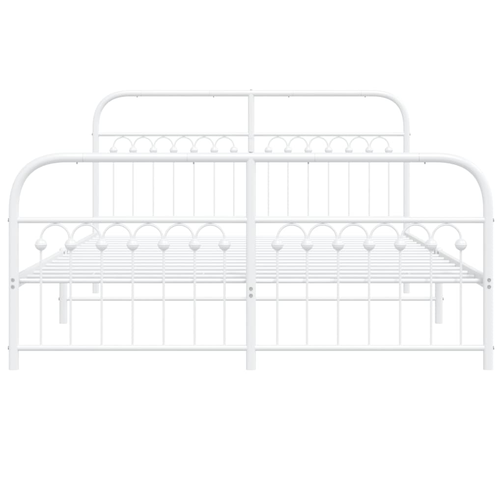 Metal Bed Frame without Mattress with Footboard White 59.1"x78.7"