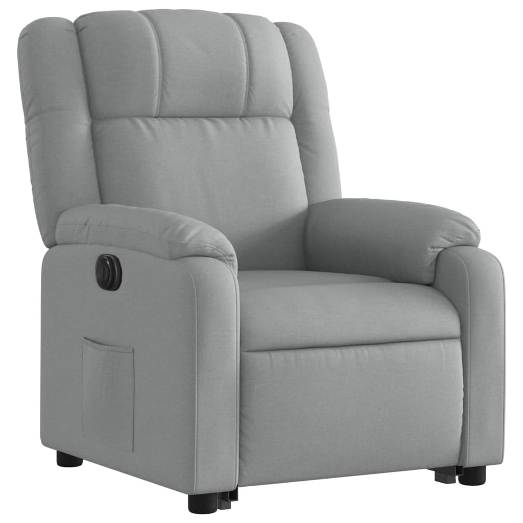 Electric Stand up Recliner Chair Light Gray Fabric