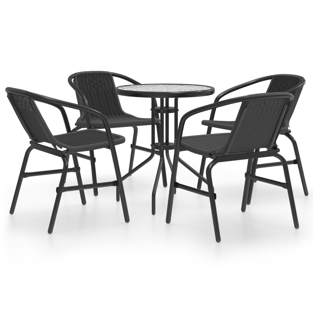 5 Piece Patio Dining Set Black