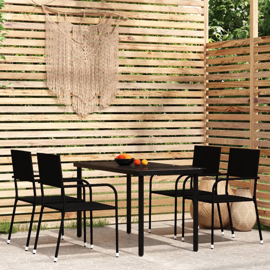 5 Piece Patio Dining Set Black