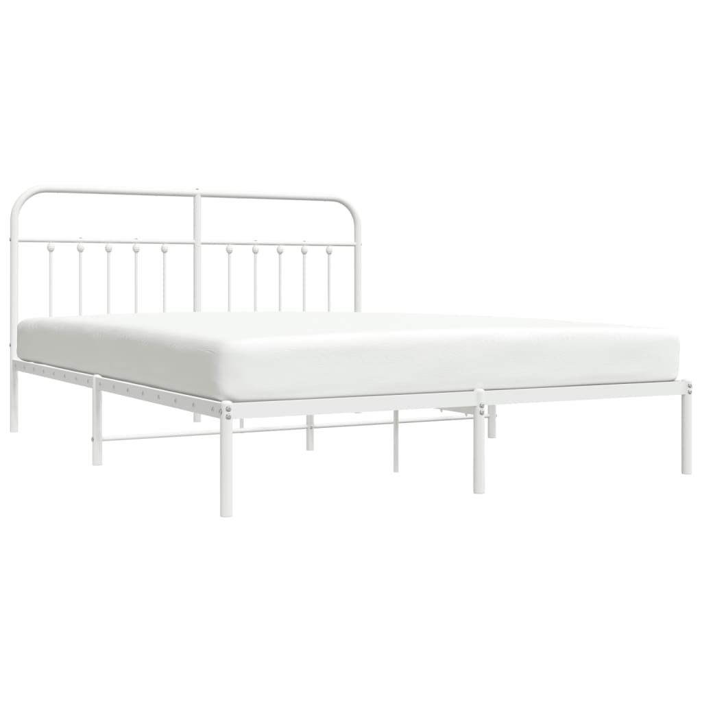 Metal Bed Frame without Mattress with Headboard White 72"x83.9"