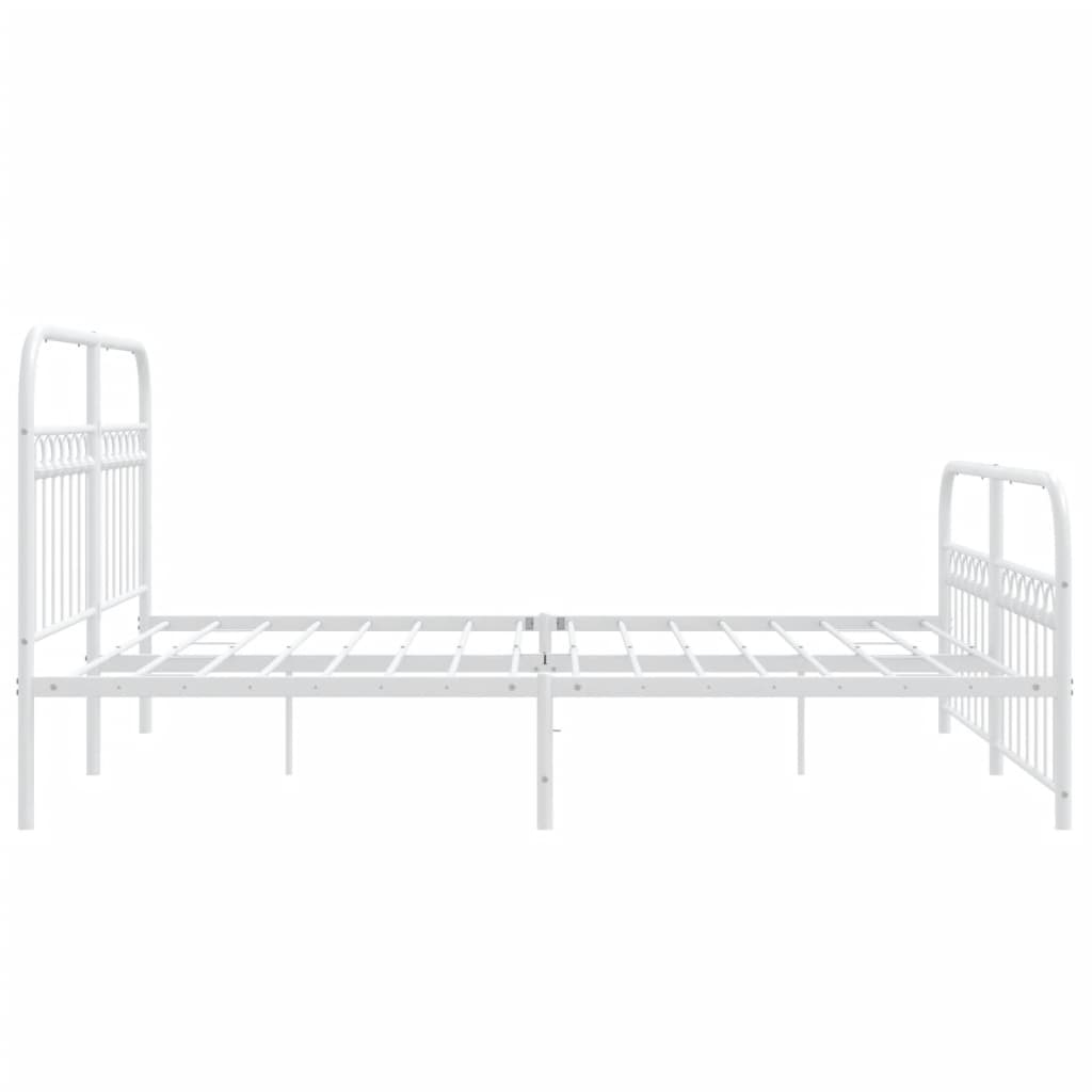 Metal Bed Frame without Mattress with Footboard White 59.1"x78.7"