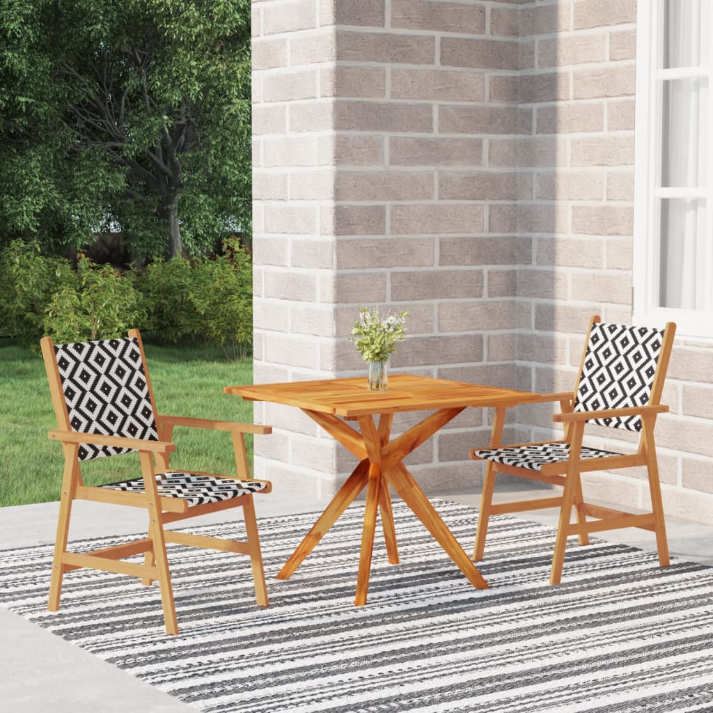 3 Piece Patio Dining Set Solid Wood Acacia