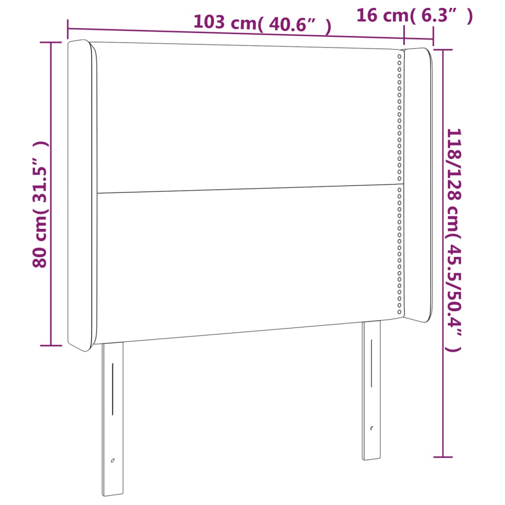 LED Headboard Black 40.6"x6.3"x46.5"/50.4" Faux Leather