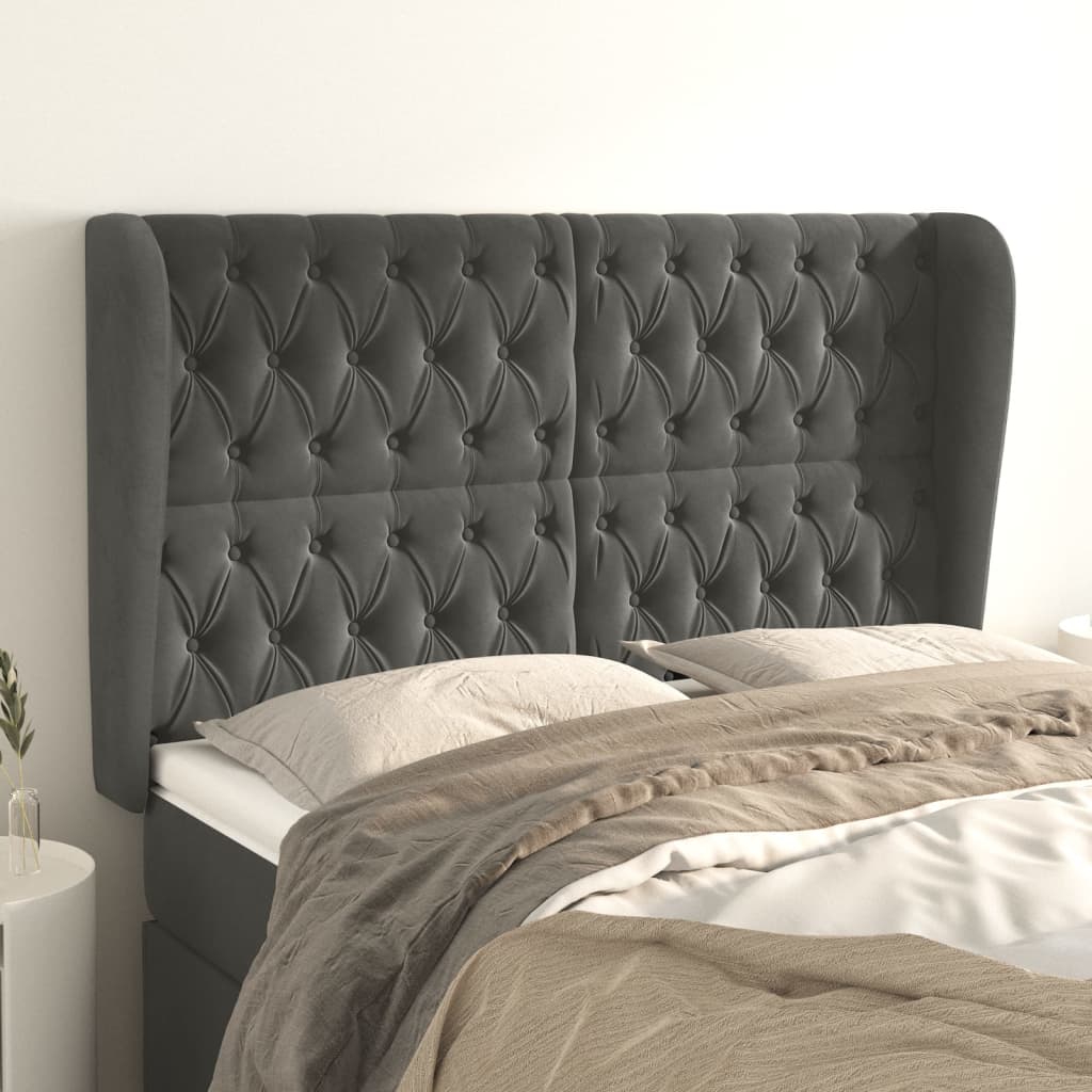 Headboard with Ears Light Gray 72"x9.1"x46.5"/50.4" Velvet