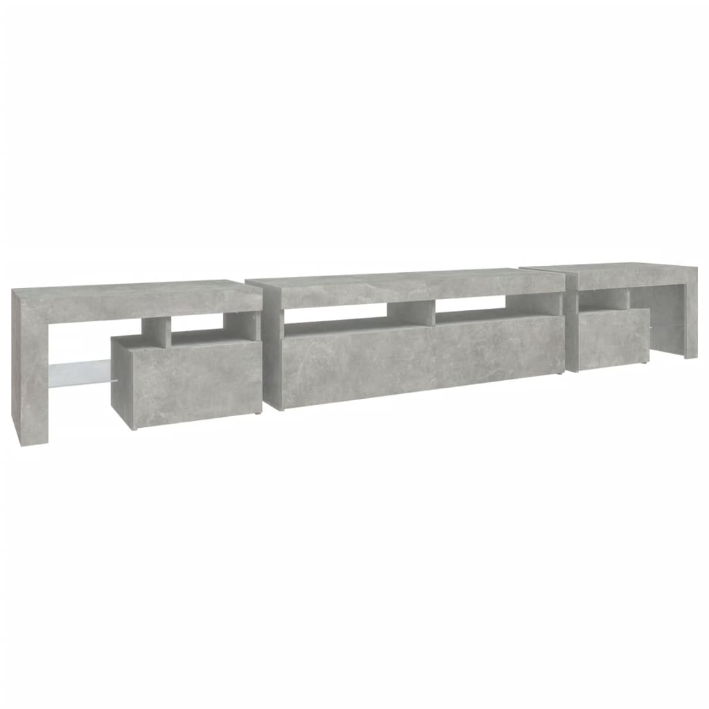 TV Stand with LED Lights Concrete Gray 102.4"x14.4"x15.7"