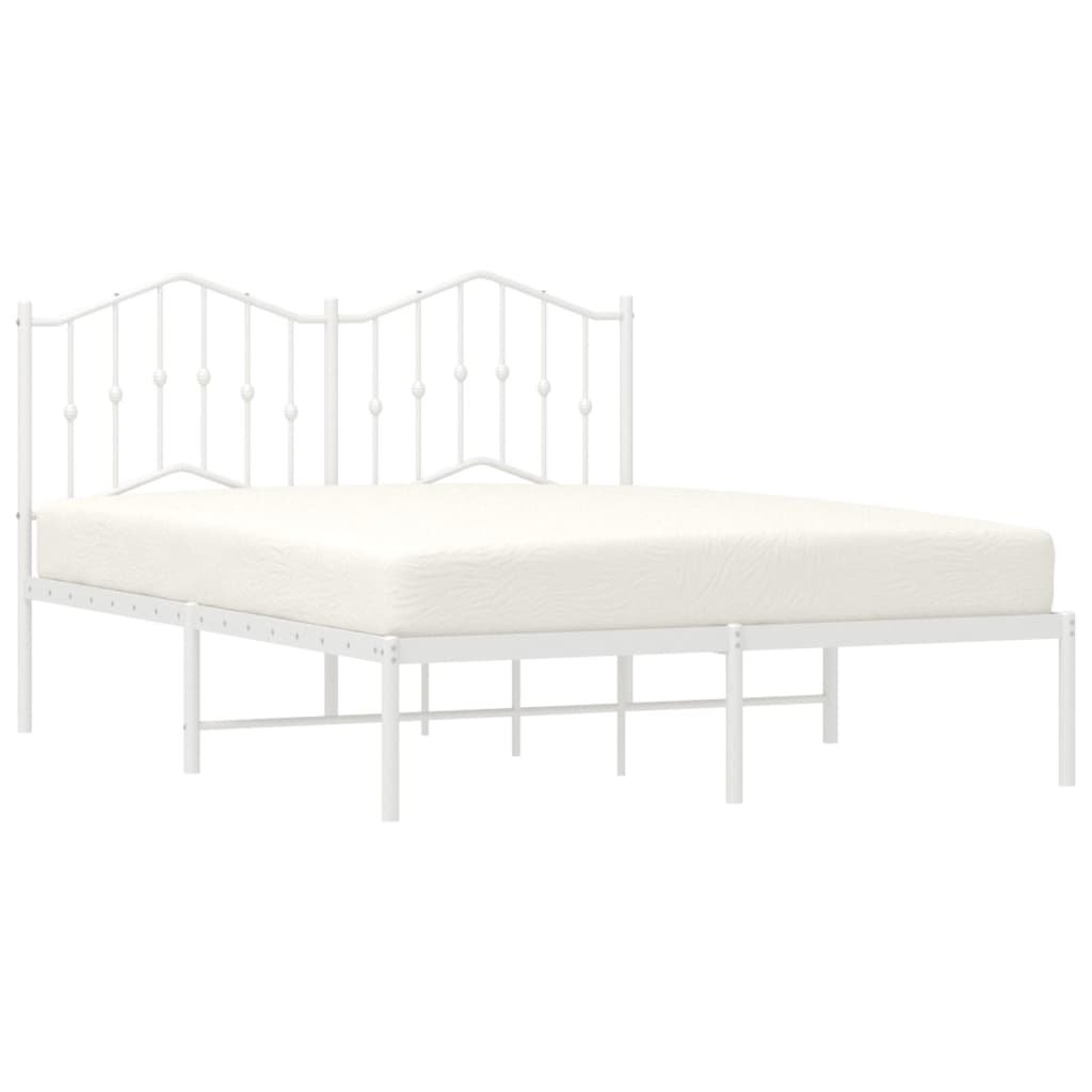 Metal Bed Frame without Mattress with Headboard White 53.1"x74.8"