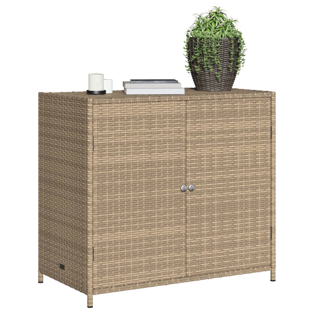 Patio Storage Cabinet Beige 32.7"x17.7"x29.9" Poly Rattan