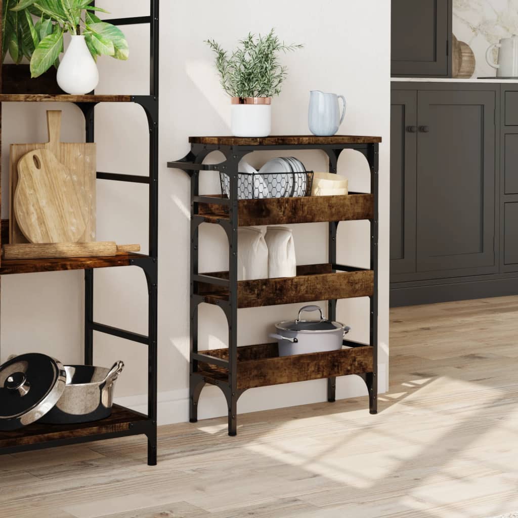 Kitchen Trolley Smoked Oak 20.9"x7.9"x29.9" Engineered Wood