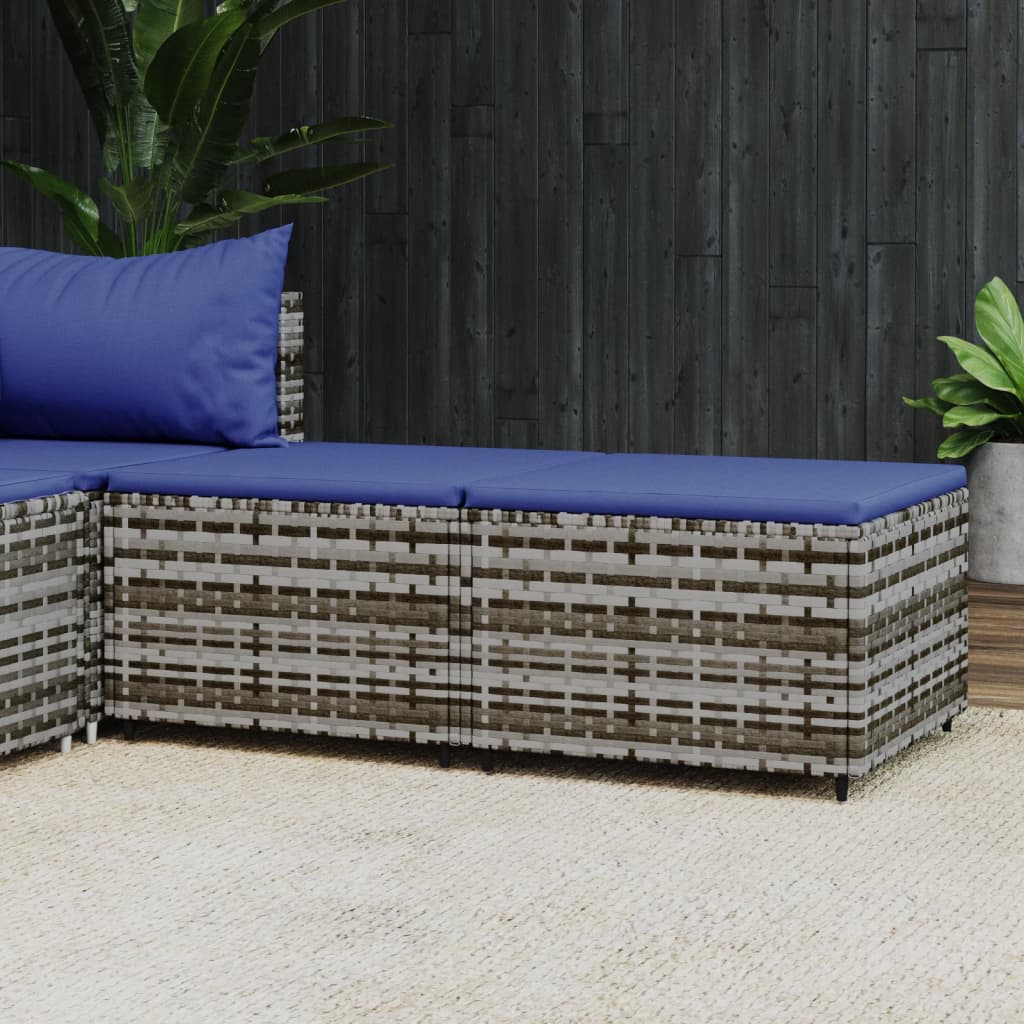 Patio Footrest with Cushion Gray Poly Rattan