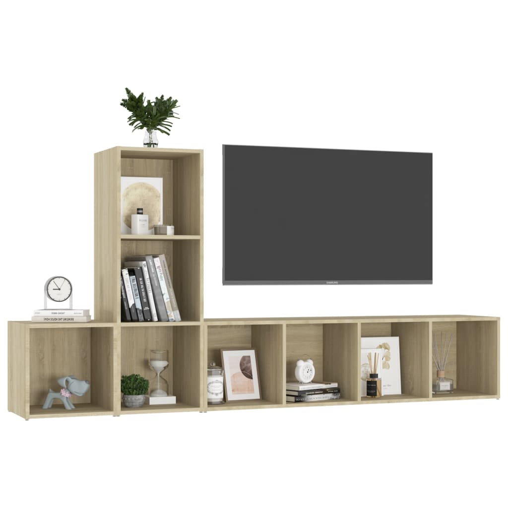 3 Piece TV Stand Set Sonoma Oak Engineered Wood