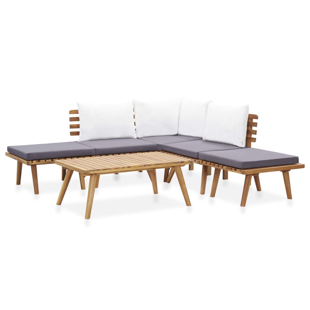 6 Piece Patio Lounge Set Solid Wood Acacia