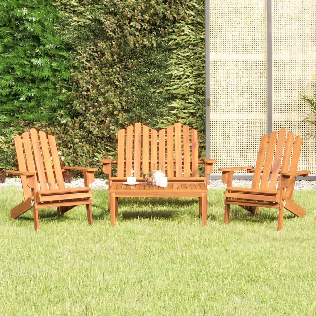 4 Piece Adirondack Patio Lounge Set Solid Wood Acacia