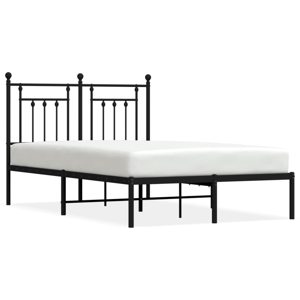 Metal Bed Frame without Mattress with Headboard Black 53.1"x74.8"