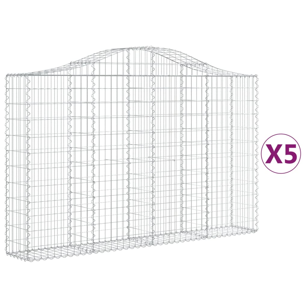 Arched Gabion Baskets 5 pcs 78.7"x11.8"x47.2"/55.1" Galvanized Iron