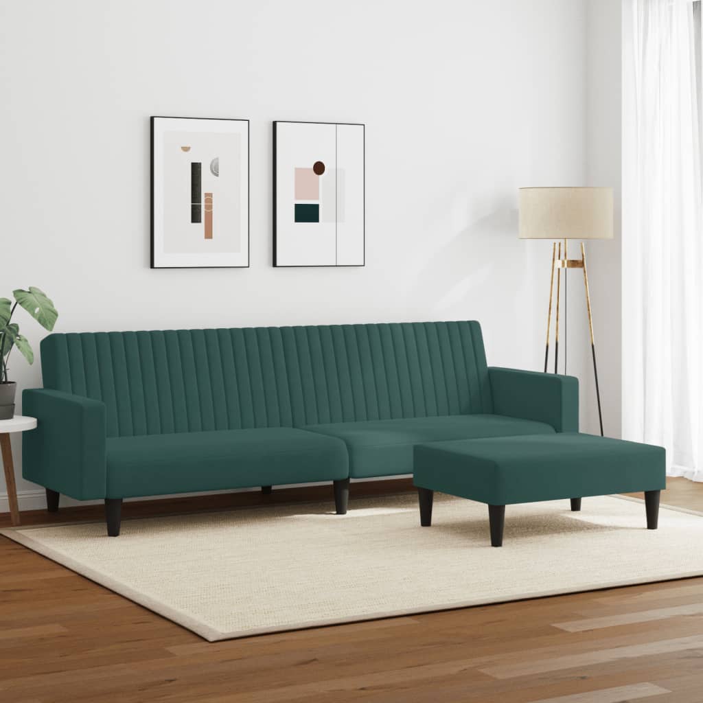 2 Piece Sofa Set Dark Green Velvet