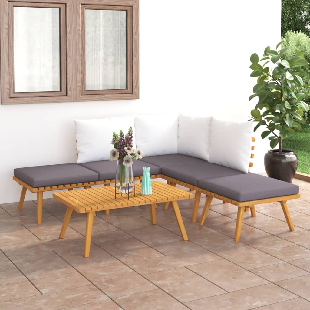 12 Piece Patio Lounge Set with Cushions Solid Acacia Wood