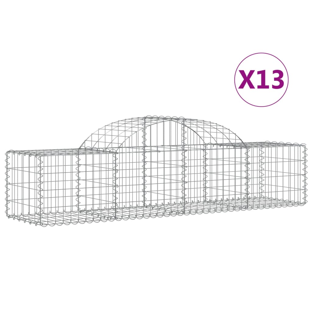 Arched Gabion Baskets 13 pcs 78.7"x19.7"x15.7"/23.6" Galvanized Iron