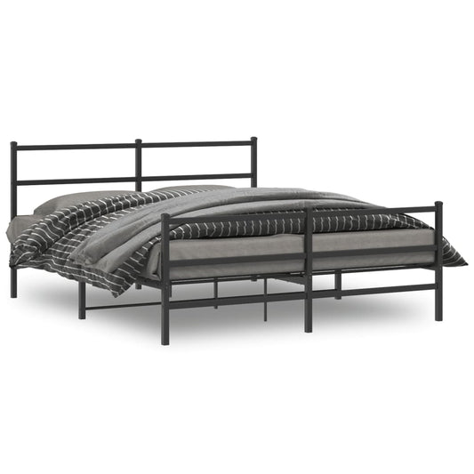 Metal Bed Frame without Mattress with Footboard��Black 59.1"x78.7"