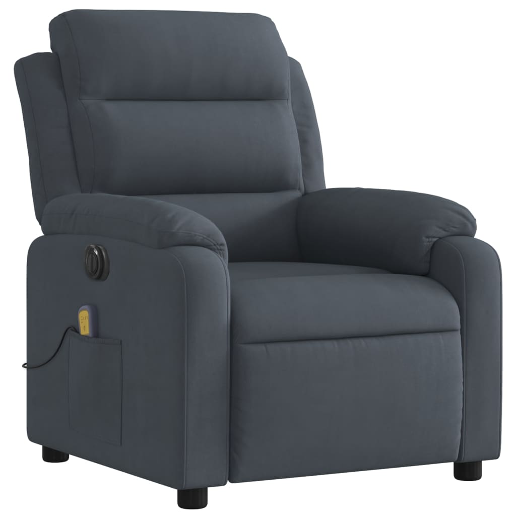 Electric Massage Recliner Chair Dark Gray Velvet