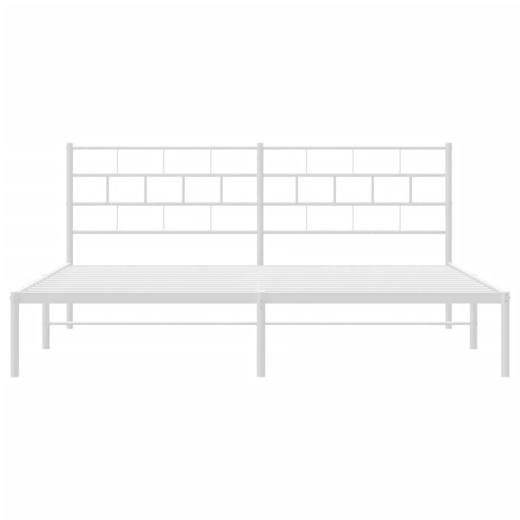 Metal Bed Frame without Mattress with Headboard White 72"x83.9"