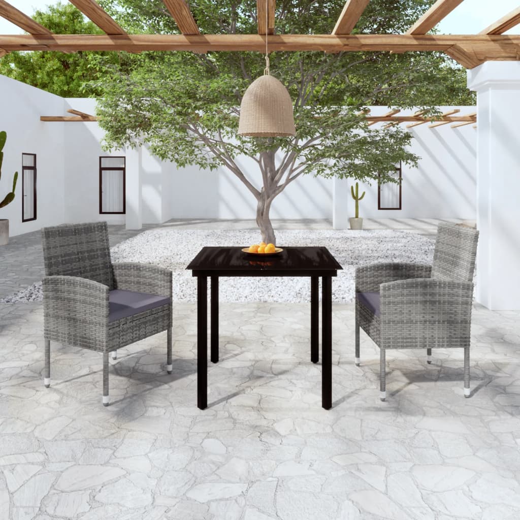 3 Piece Patio Dining Set Anthracite