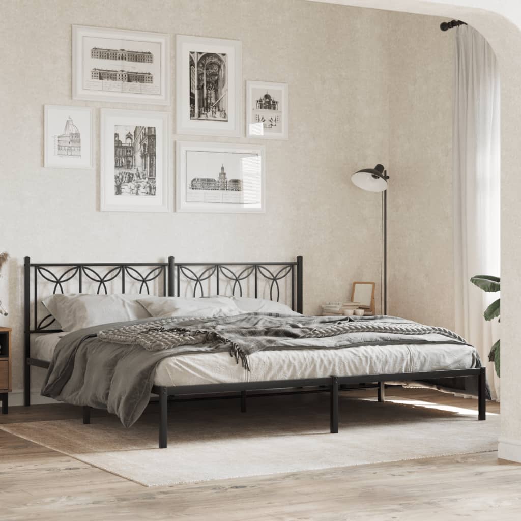 Metal Bed Frame without Mattress with Headboard Black 76"x79.9"