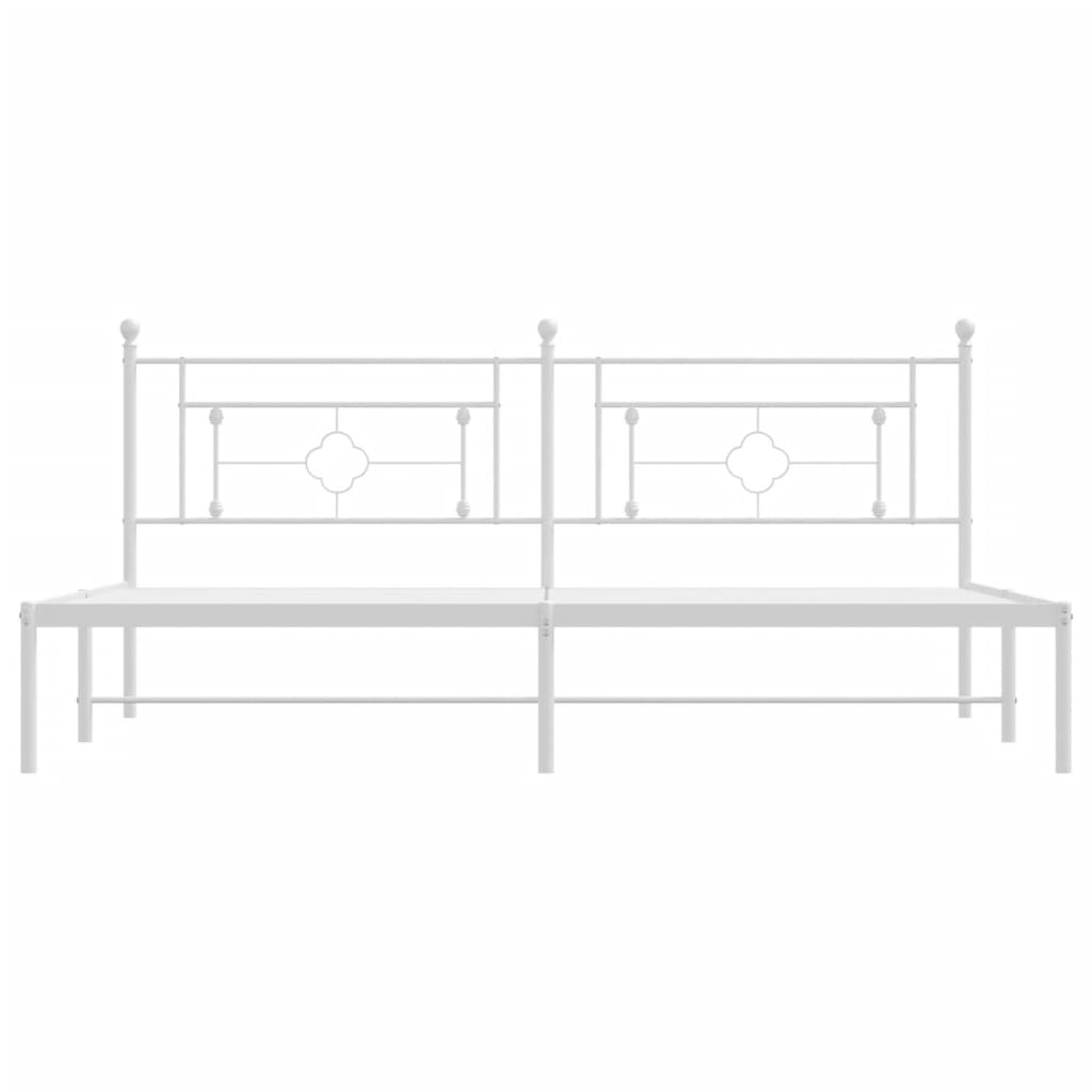 Metal Bed Frame without Mattress with Headboard White 76"x79.9"