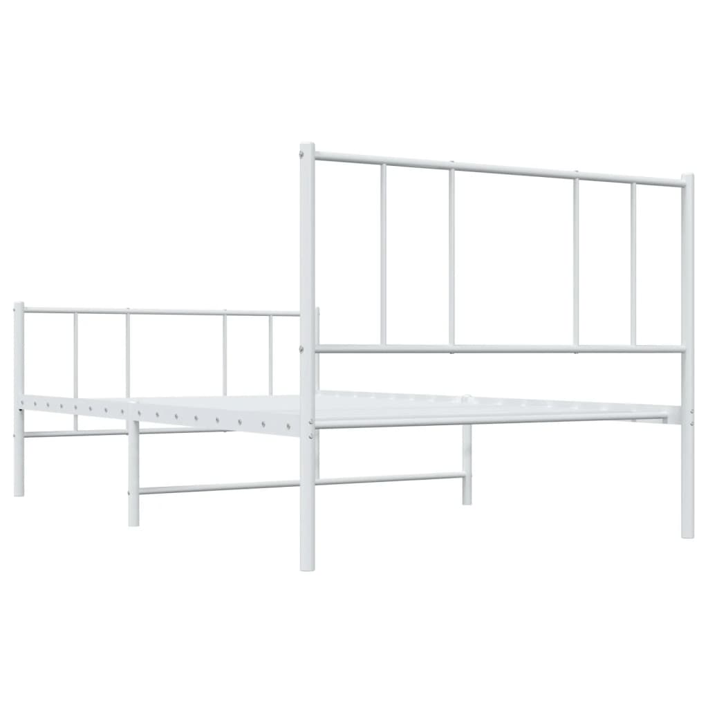 Metal Bed Frame without Mattress with Footboard White 39.4"x78.7"