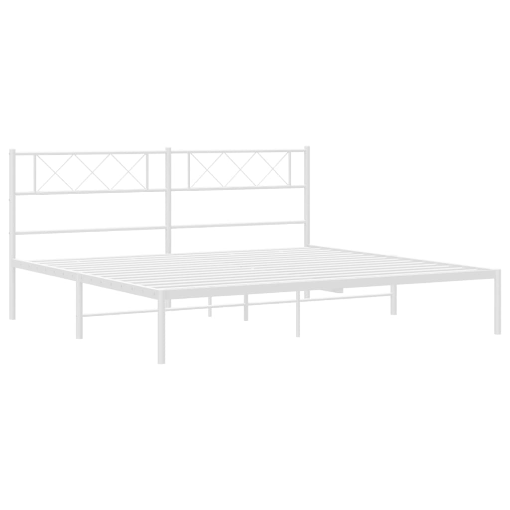 Metal Bed Frame without Mattress with Headboard White 72"x83.9"