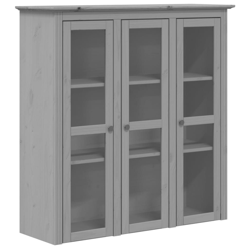 Cabinet with Glass Doors BODO Gray Solid Wood Pine