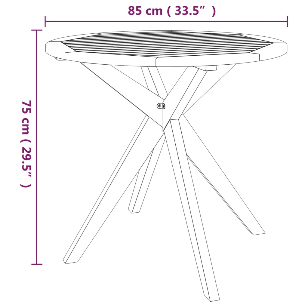 3 Piece Patio Dining Set Solid Wood Acacia