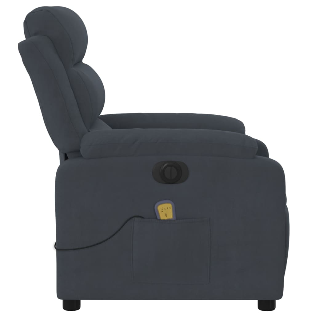 Electric Massage Recliner Chair Dark Gray Velvet