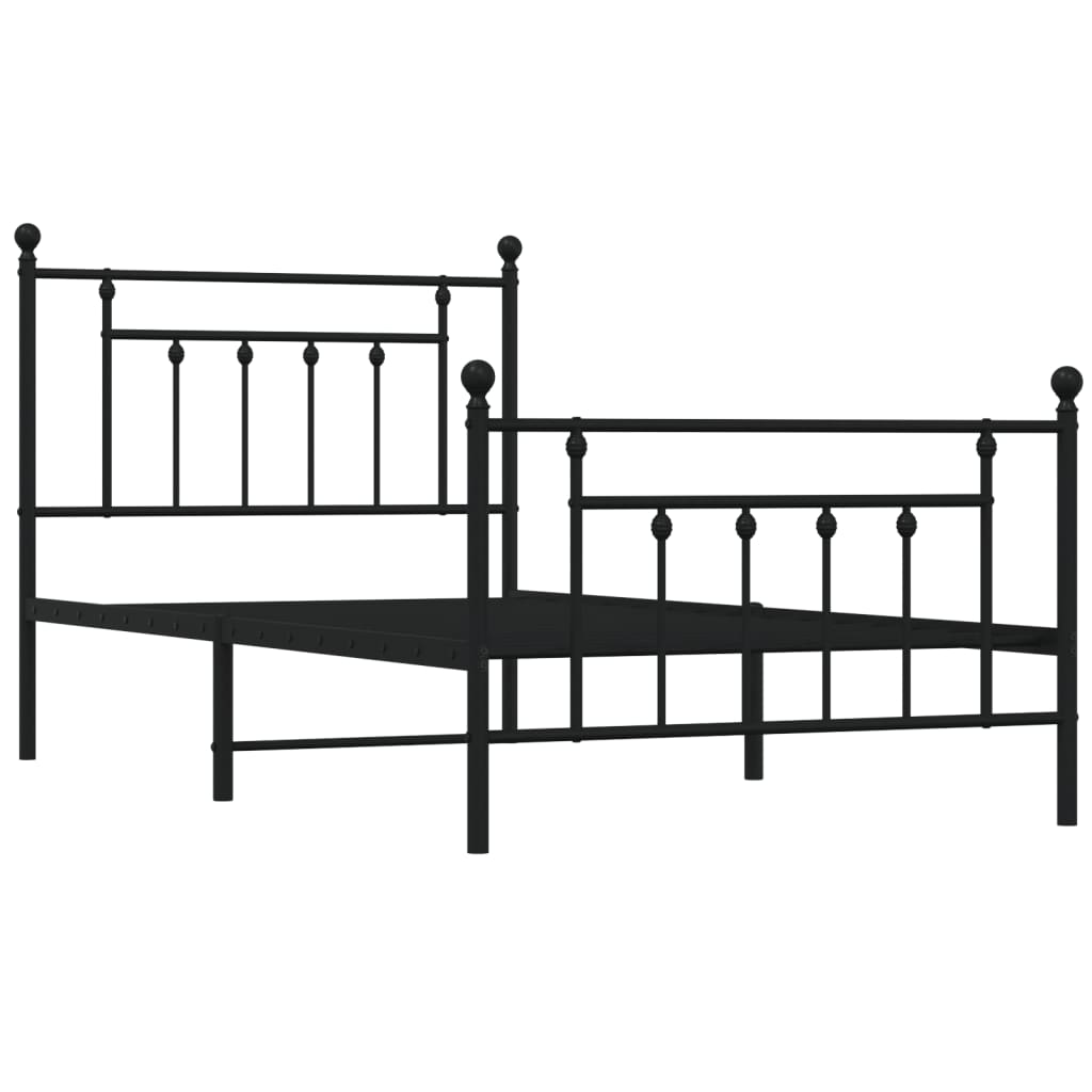 Metal Bed Frame without Mattress with Footboard Black 39.4"x74.8"