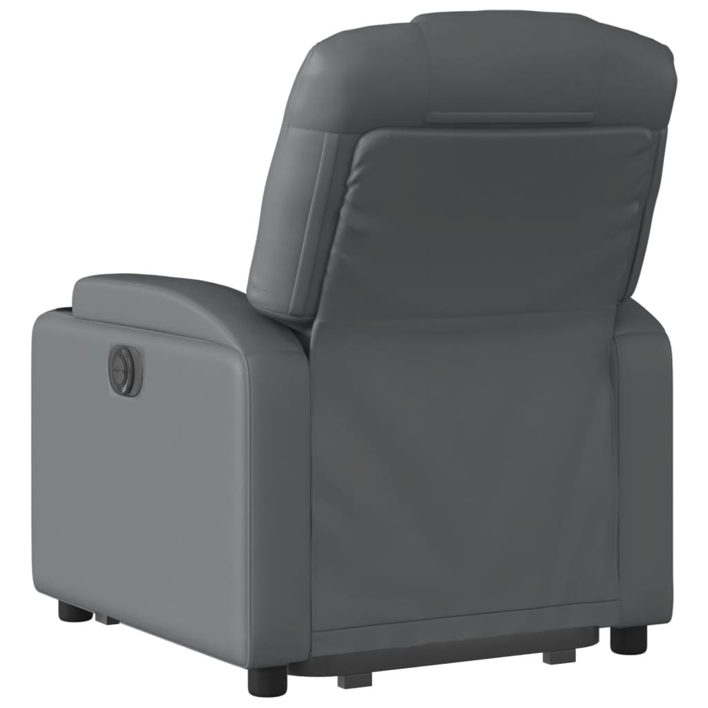 Electric Stand up Recliner Chair Gray Faux Leather