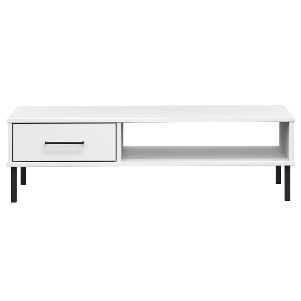 Coffee Table with Metal Legs White Solid Wood Pine OSLO