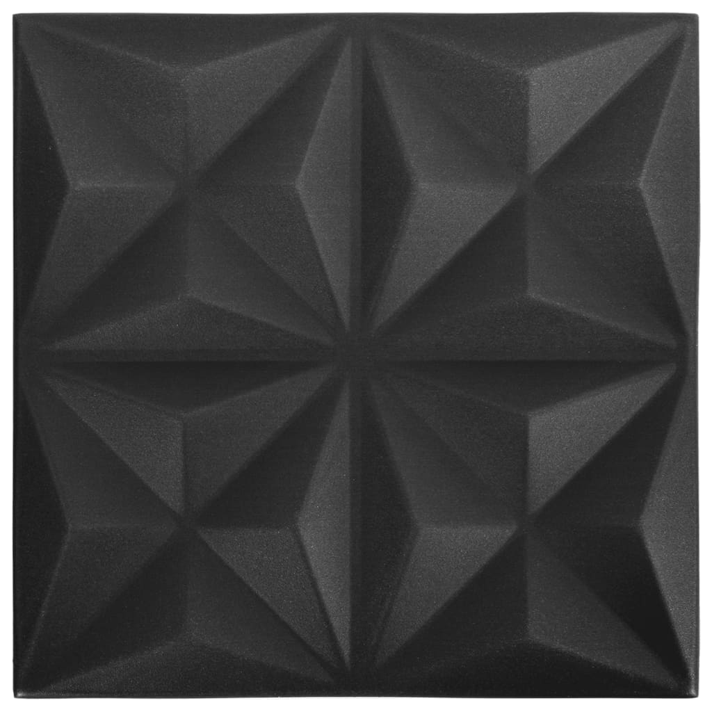 3D Wall Panels 48 pcs 19.7"x19.7" Origami Black 129.2 ft��