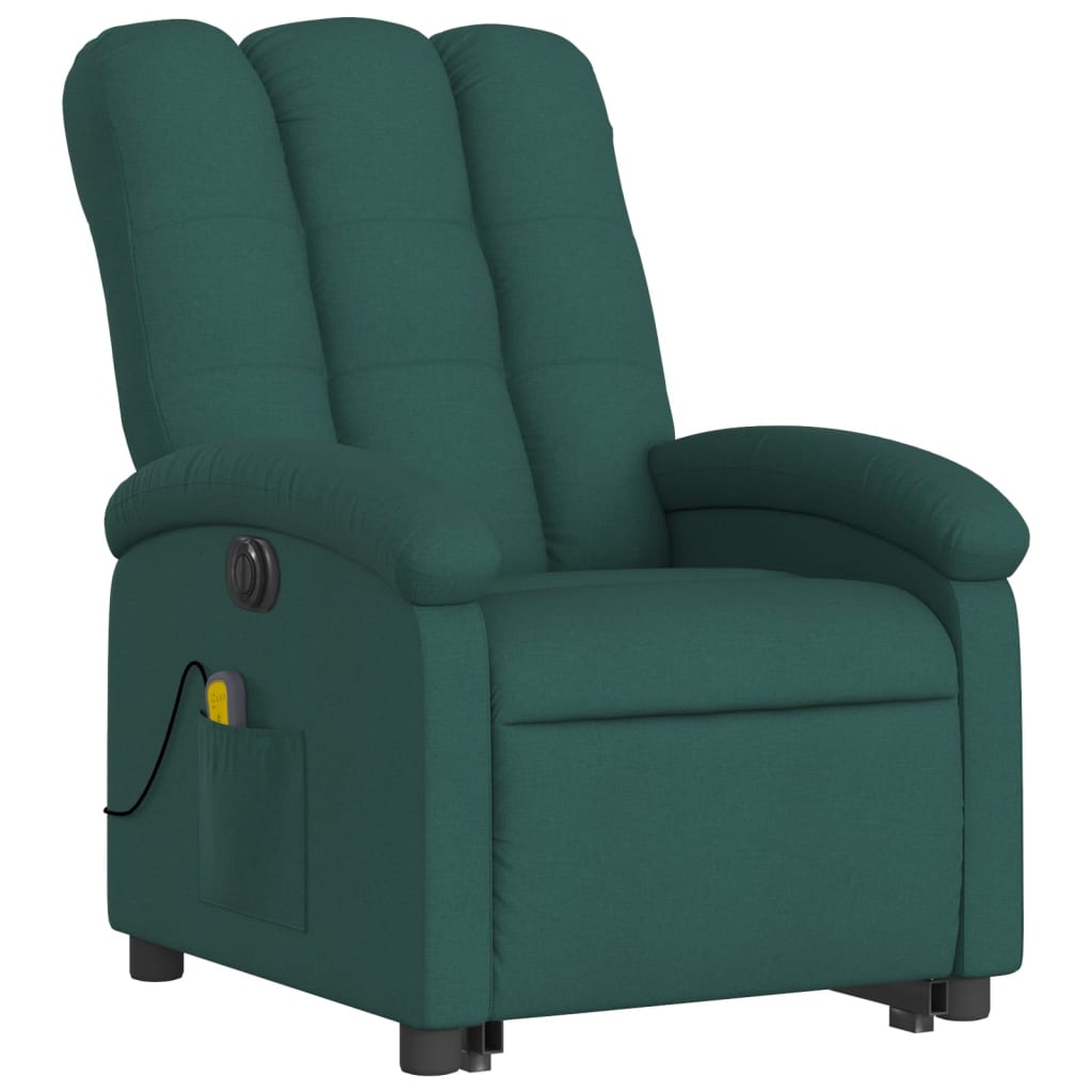 Electric Stand up Massage Recliner Chair Dark Green Fabric