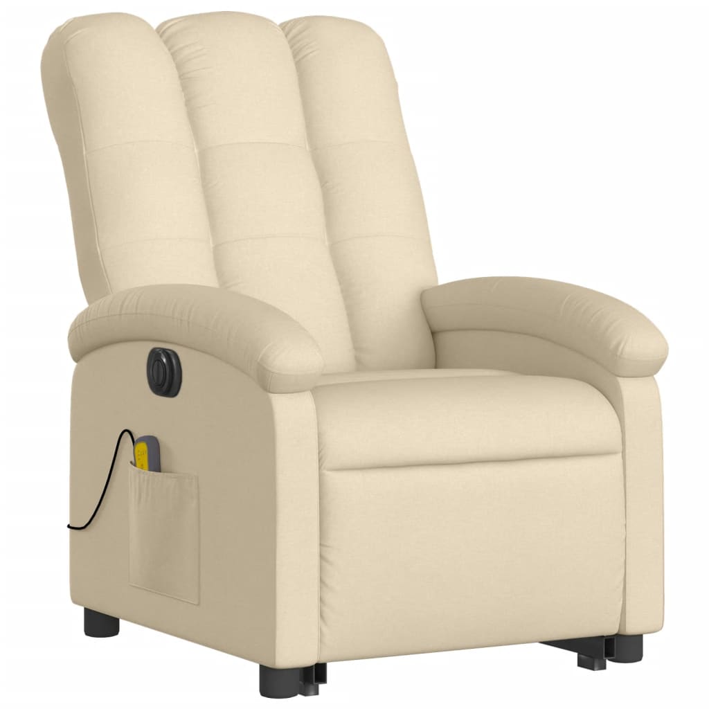 Electric Stand up Massage Recliner Chair Cream Fabric