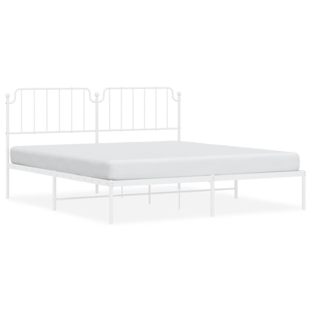 Metal Bed Frame without Mattress with Headboard White 72"x83.9"