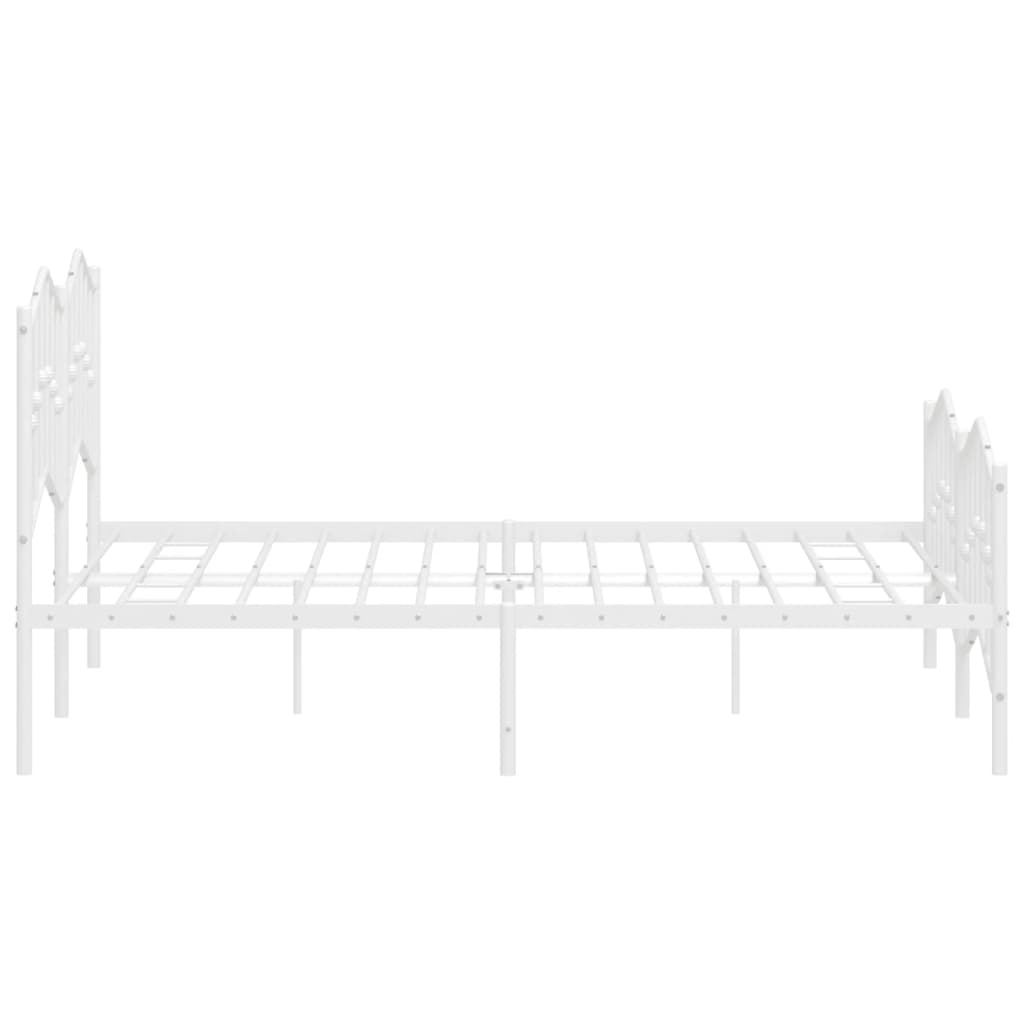 Metal Bed Frame without Mattress with Footboard White 59.1"x78.7"