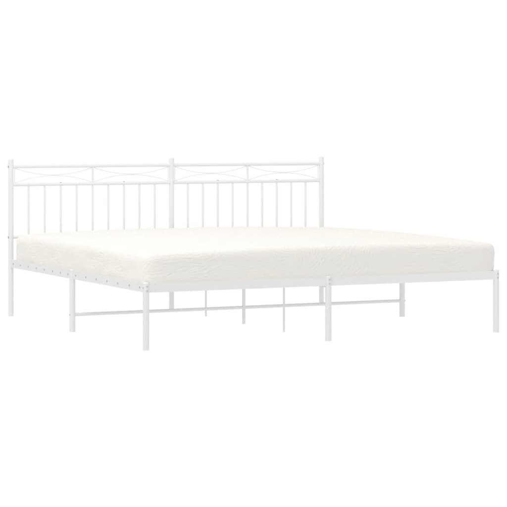 Metal Bed Frame without Mattress with Headboard White 76"x79.9"