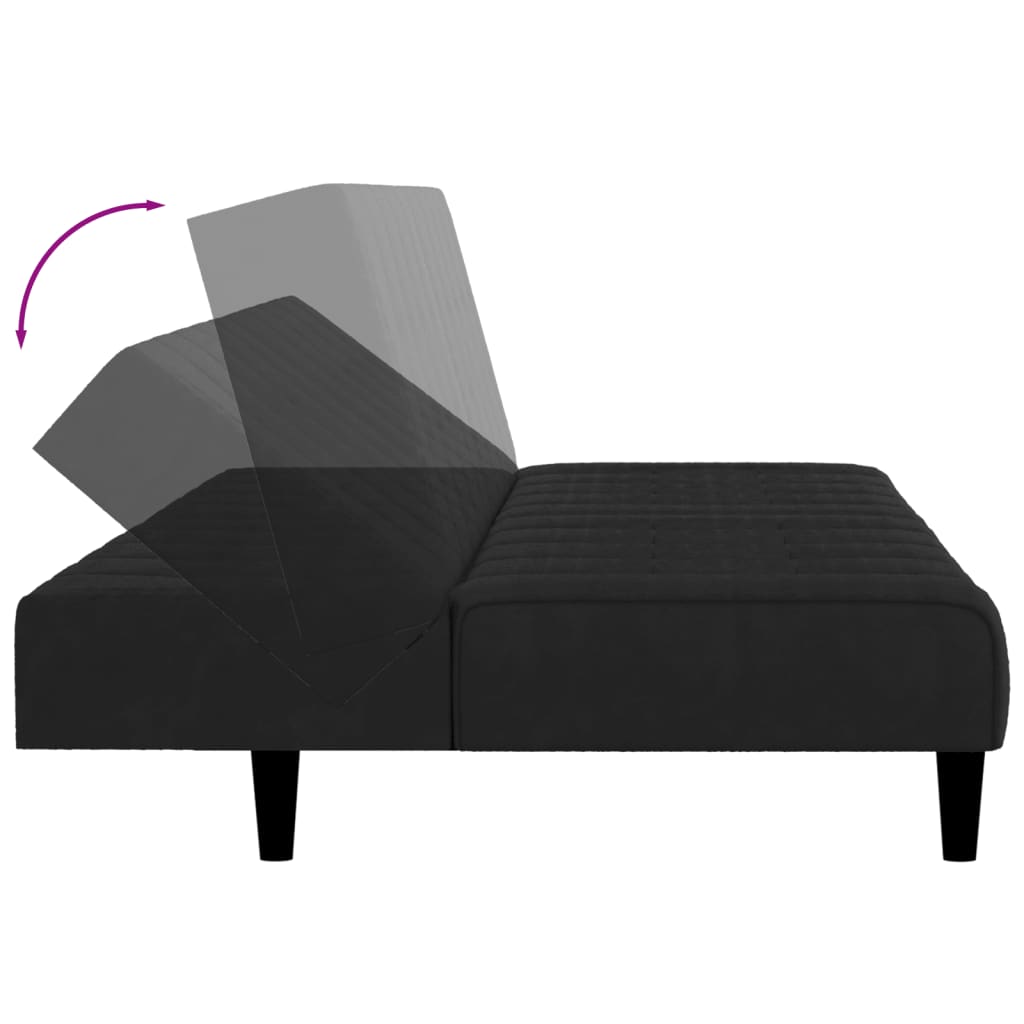 2-Seater Sofa Bed Black Velvet