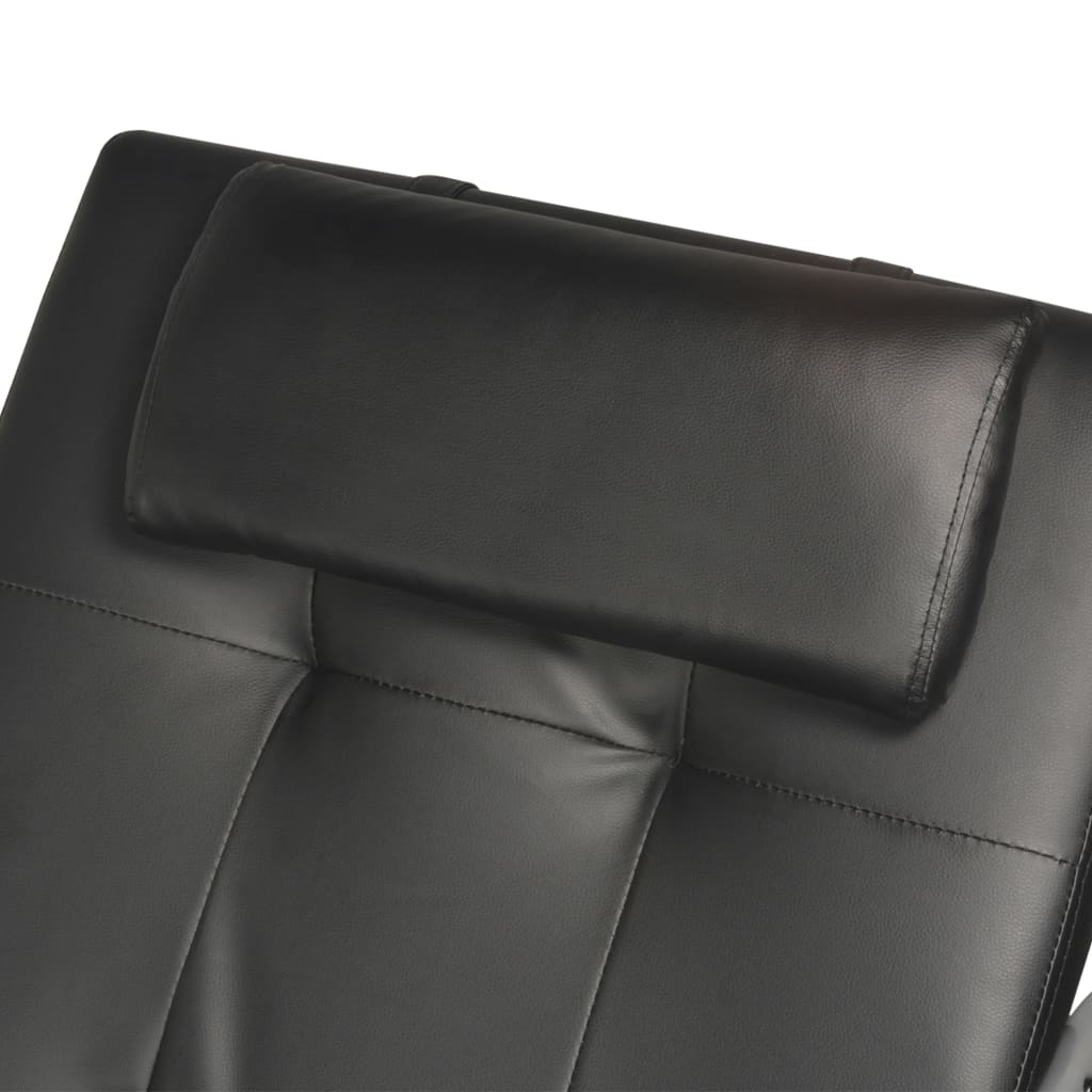 Chaise Longue with Pillow Black Faux Leather