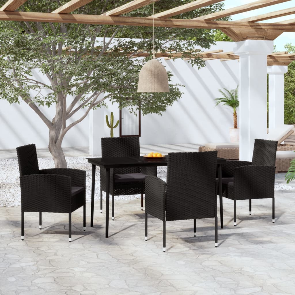 5 Piece Patio Dining Set Black