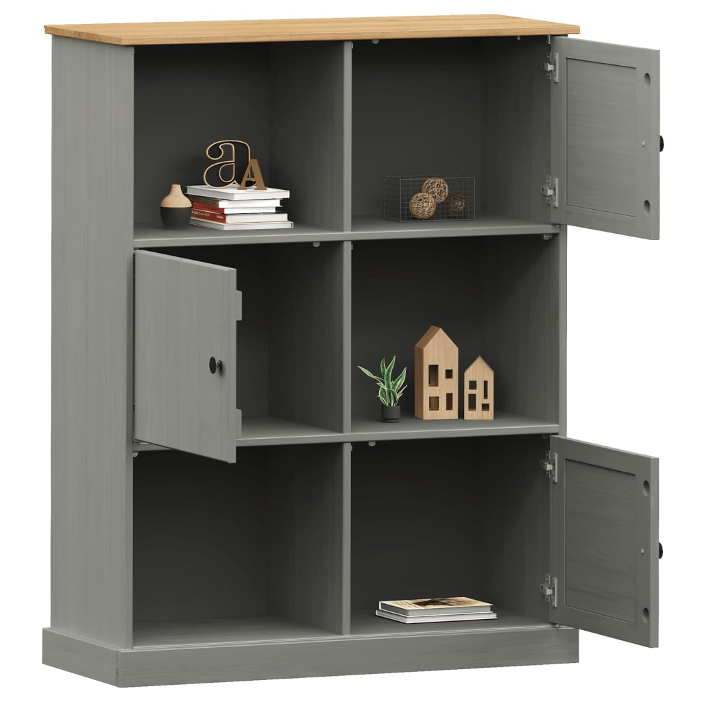 Bookcase VIGO Gray 35.4"x13.8"x45.1" Solid Wood Pine